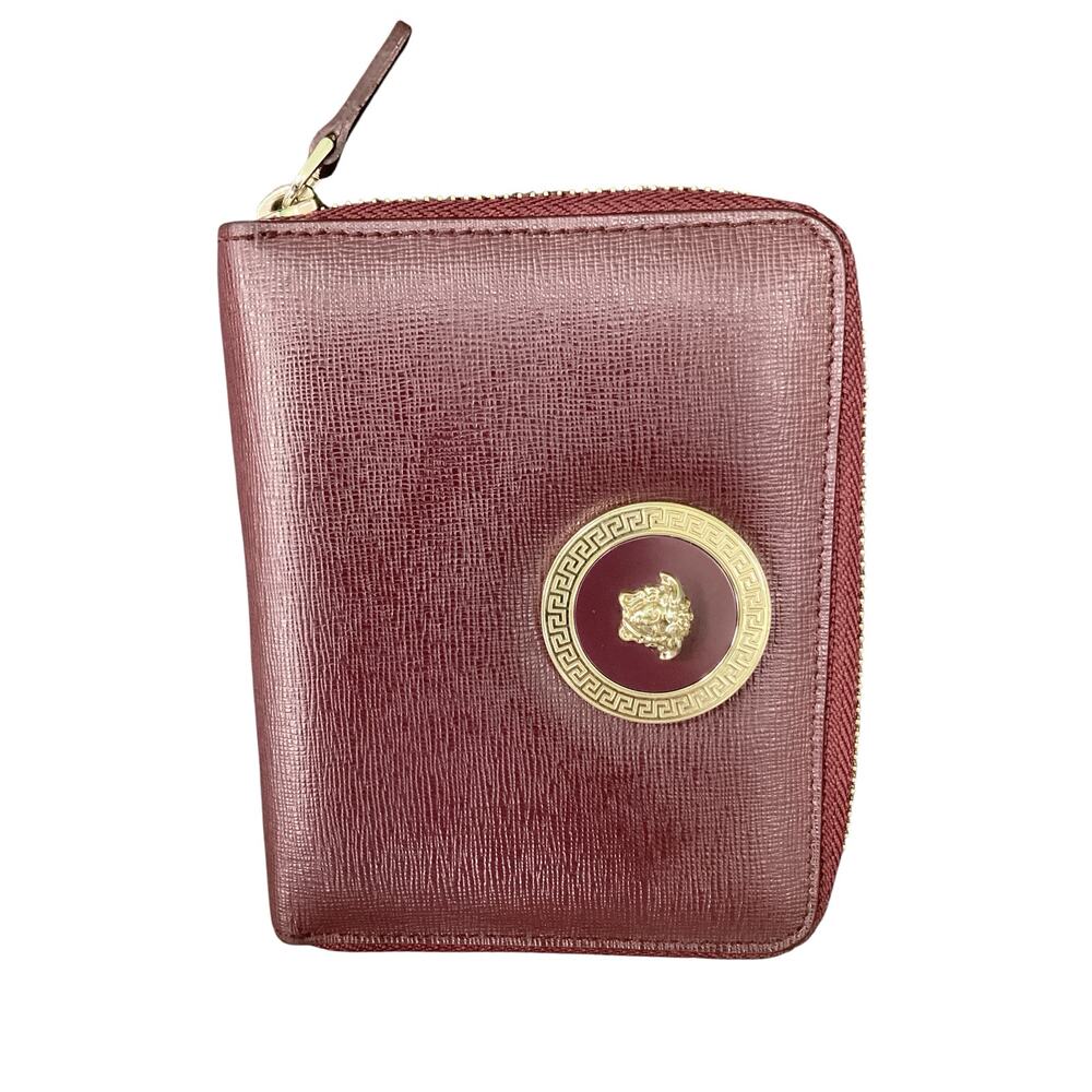 Versace Wallet Women’s 1Size Saffiano Leather Medusa Bifold Wallet Burgundy/Wine